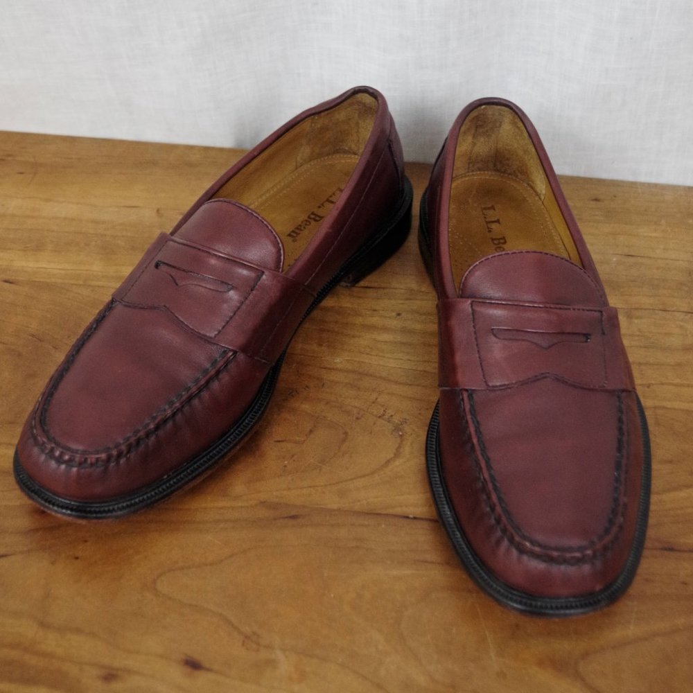 Men's LL Bean Cordovan Colored Leather Penny Loafers Size 10.5D